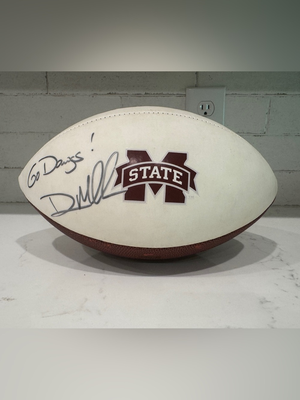 Coach Dan Mullen Signed Mississippi State Football Adidas Football White/Brown